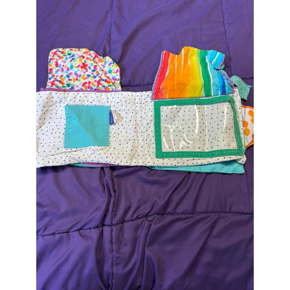 Lovevery Soft Fabric Sensory Book Organic Cotton Rainbow Crinkle Photo Pocket